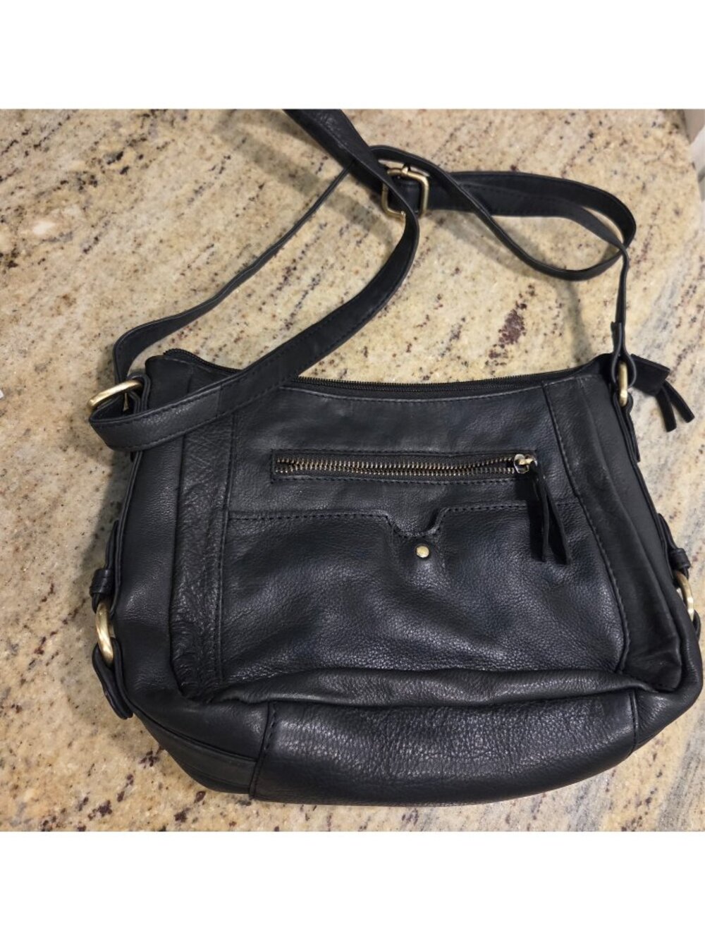 Great American Leather Works Purse Cow Hide Black Western Shoulder Crossbody